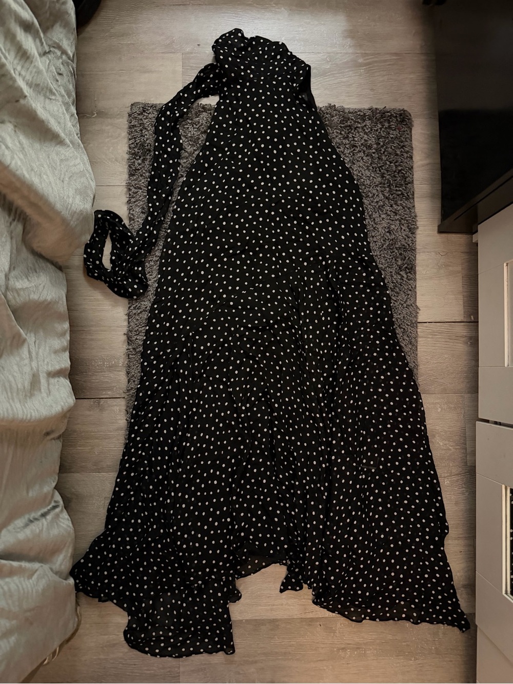 Zara Black and White Polka Dot Halter Maxi Dress - Picture 10 of 10
